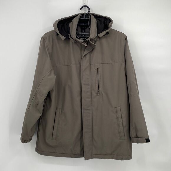 Weatherproof Men's Hooded Long Sleeve Full Zip Pockets Outdoor Jacket Brown XL - Picture 1 of 12